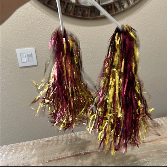 Arizona State ASU Maroon & Gold Pom Poms Set of 2 - Picture 4 of 5
